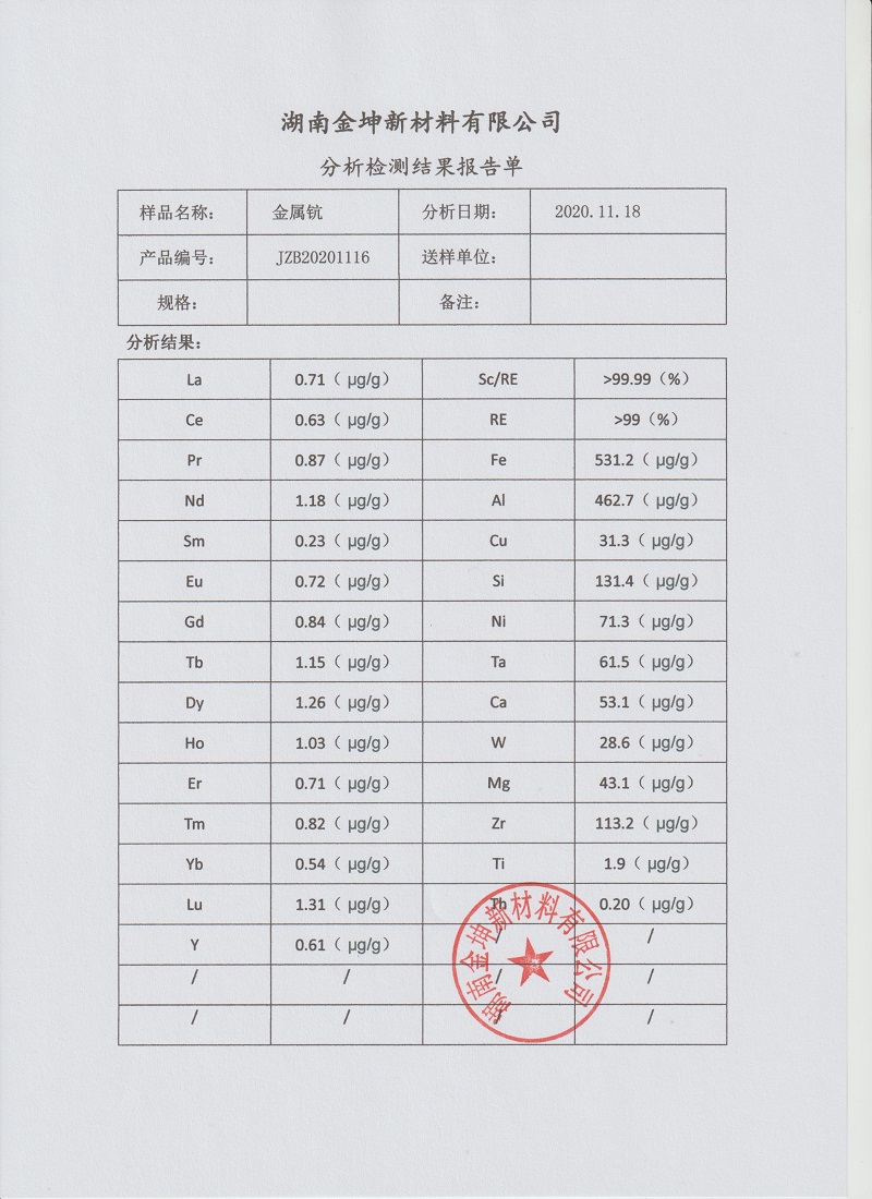 湖南金坤新材料有限公司,金属钪,金属钪粉,铝钪合金,金属钪靶,铝钪靶材,铝基靶材,氧化钪,各类钪盐,氟化钪,贵金属粉末低氧超细钛粉,锆粉,铪粉,铌粉,钽粉