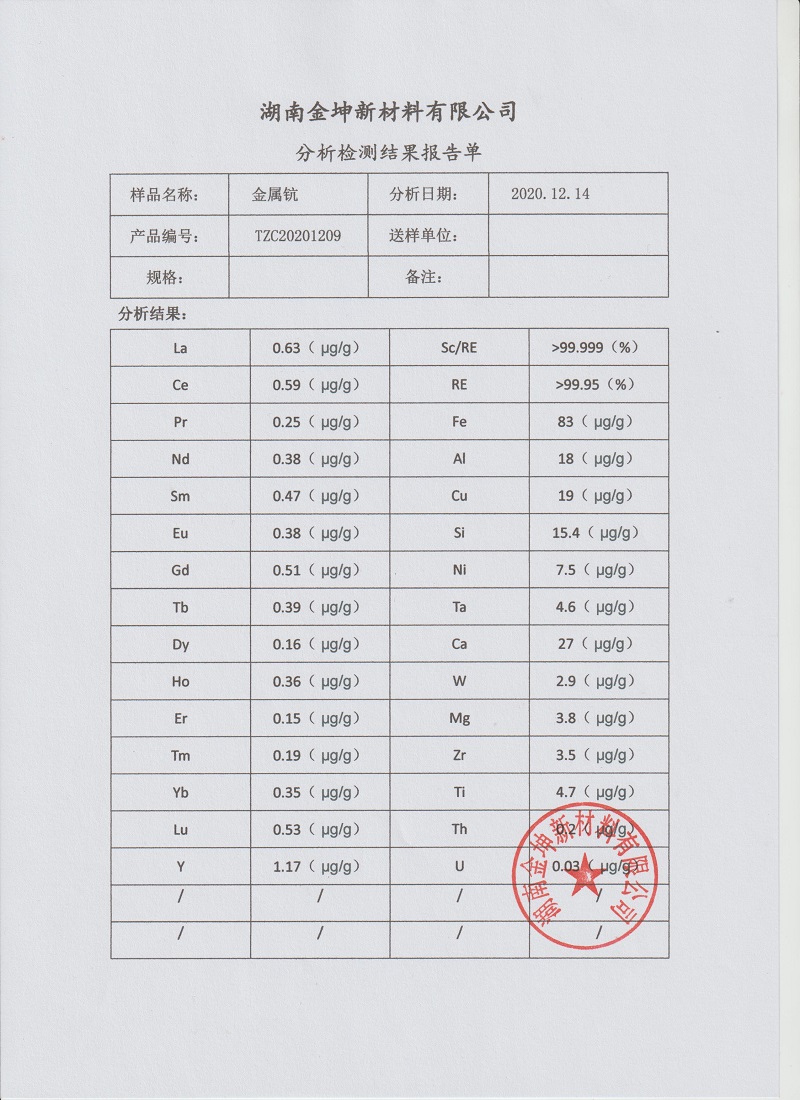 湖南金坤新材料有限公司,金属钪,金属钪粉,铝钪合金,金属钪靶,铝钪靶材,铝基靶材,氧化钪,各类钪盐,氟化钪,贵金属粉末低氧超细钛粉,锆粉,铪粉,铌粉,钽粉